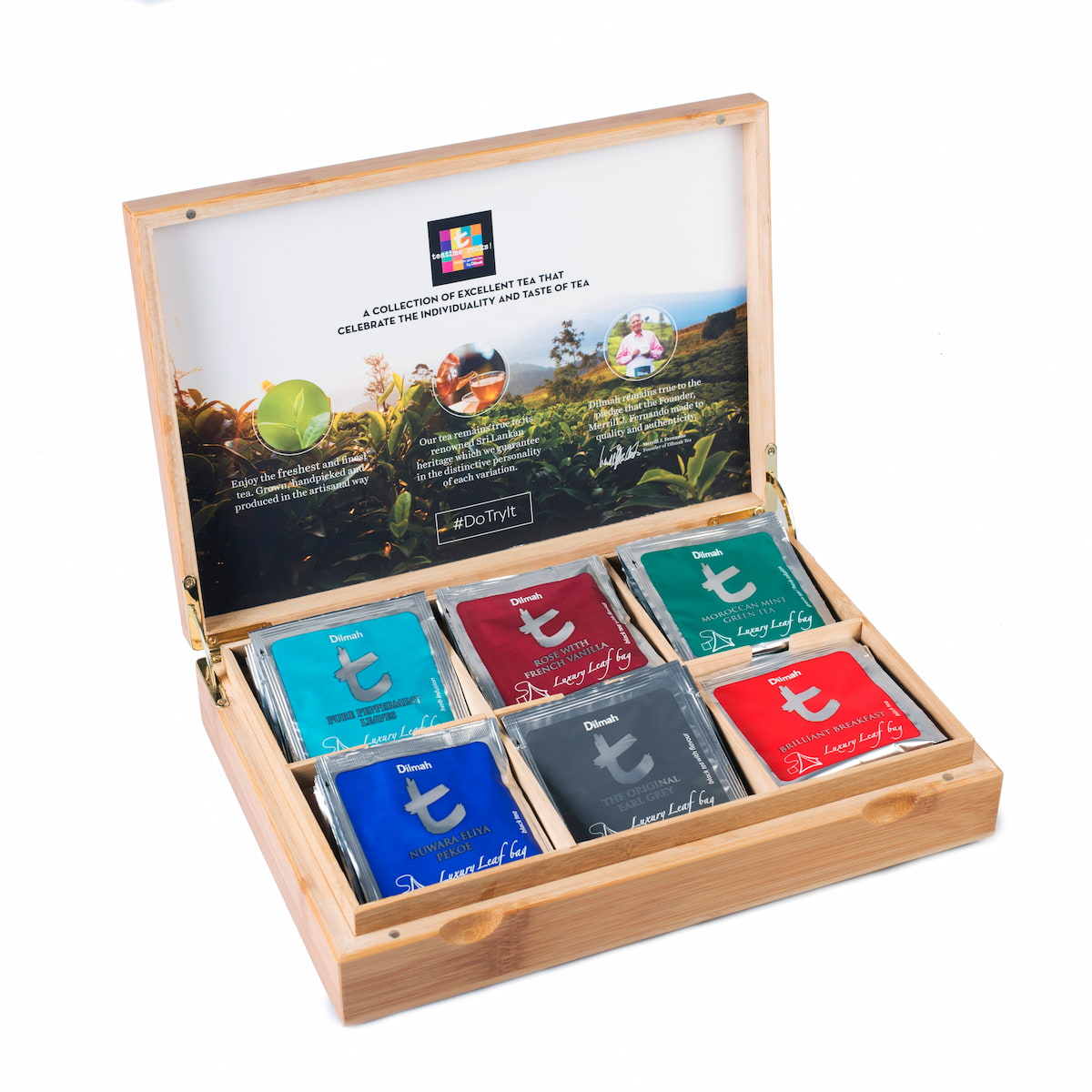 Closed Bamboo Presenter for Sachets with Dilmah Logo | 6 slots