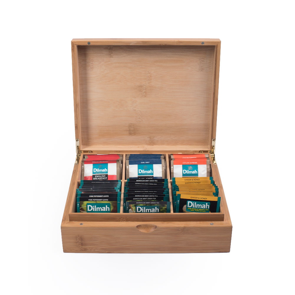 Closed Bamboo Presenter with Engraved Dilmah Logo | 6 slots