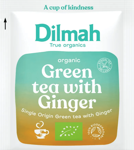 Organic Green Tea with Ginger | 20 Biodegradable Tea Bags | Organic