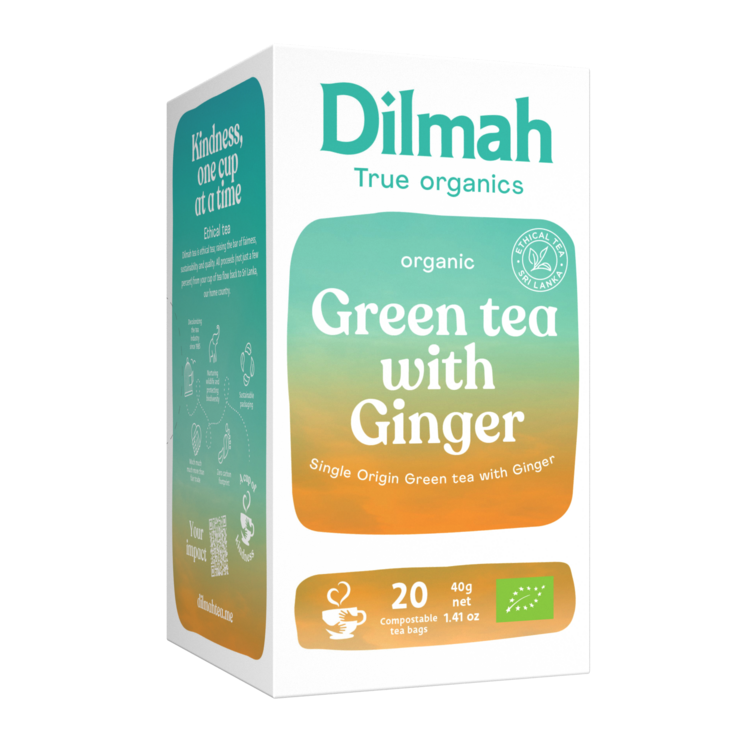 Organic Green Tea with Ginger | 20 Biodegradable Tea Bags | Organic