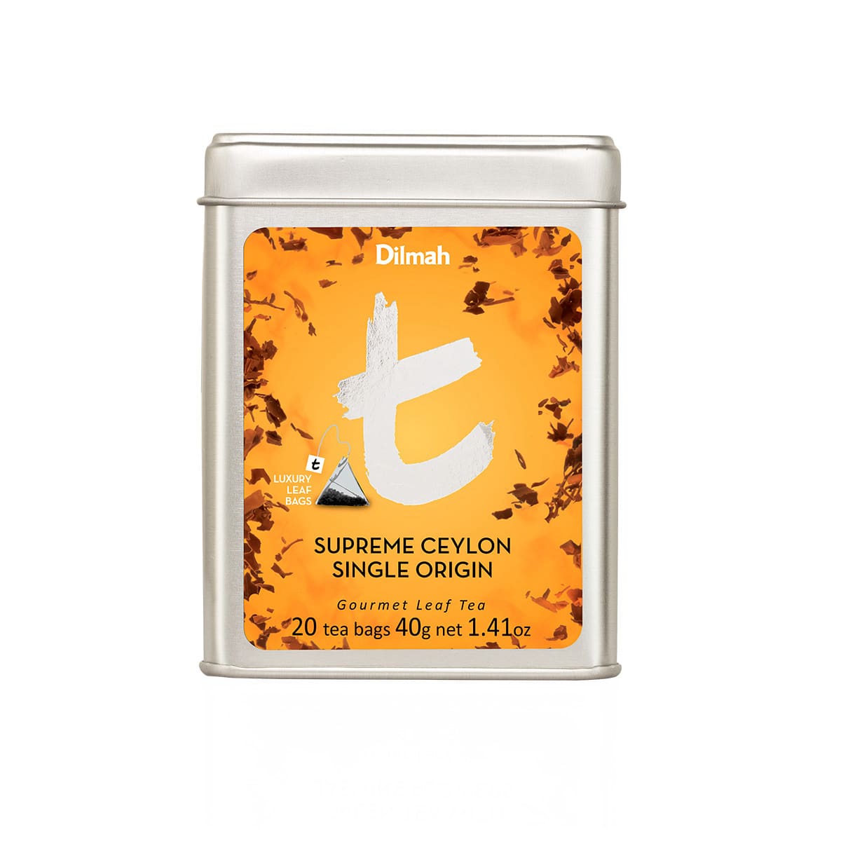 Supreme Ceylon Single Origin | 20 Luxury Leaf Tea Bags in Tin | t-Series