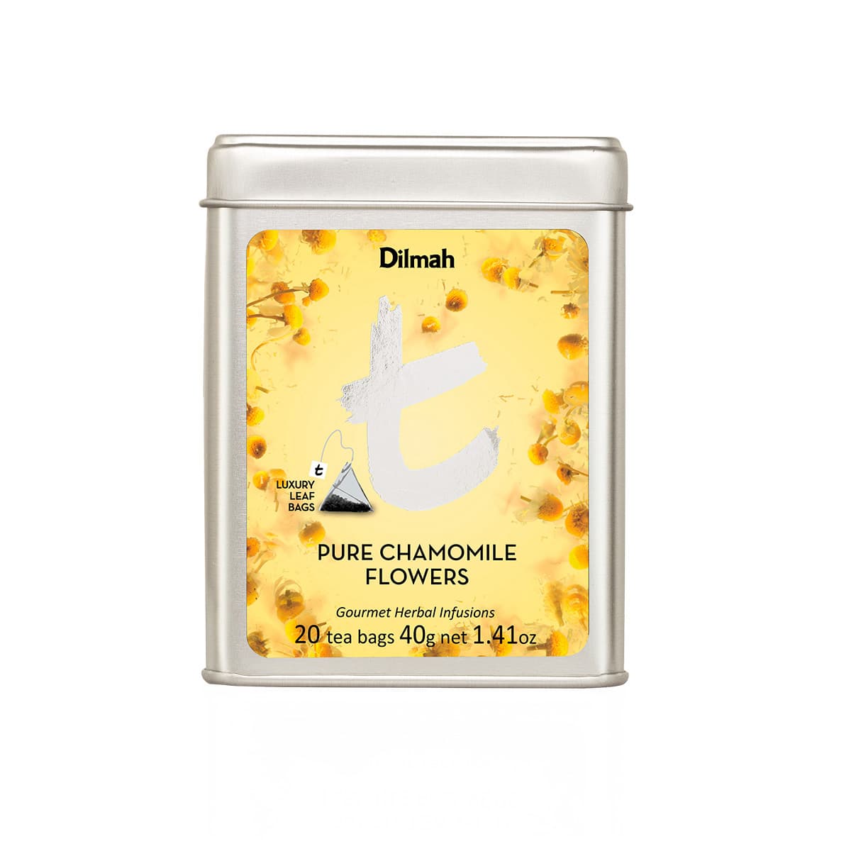 Pure Chamomile Flowers | 20 Luxury Leaf Tea Bags in Tin | t-Series