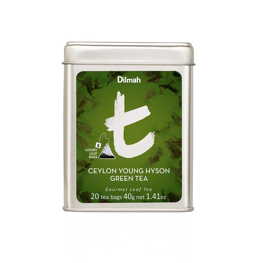 Ceylon Young Hyson Green Tea | 20 Luxury Leaf Tea Bags in Tin | t-Series