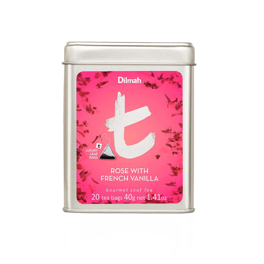 Rose With French Vanilla | 20 Luxury Leaf Tea Bags in Tin | t-Series