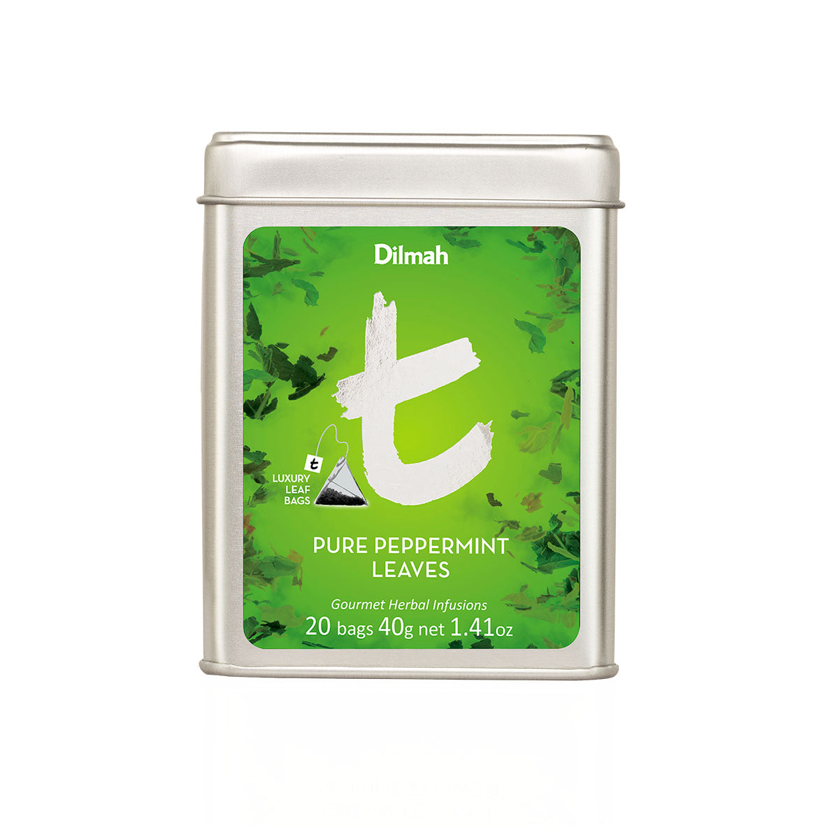 Pure Peppermint Leaves | 20 piramide theezakjes in blik | t-Series