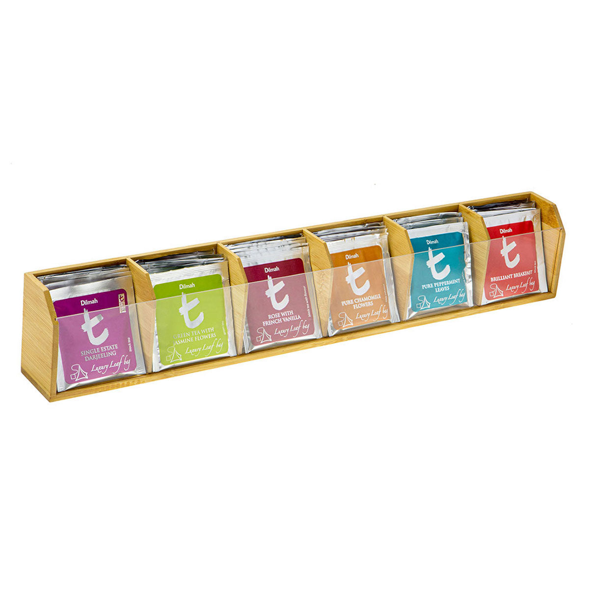 Open Bamboo Sachet Presenter with Perspex Display | 6 slots